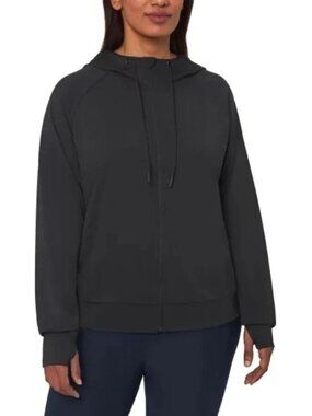NWOT Mondetta Women's M Lightweight Black Full-Zip Hoodie Active Jacket C1111